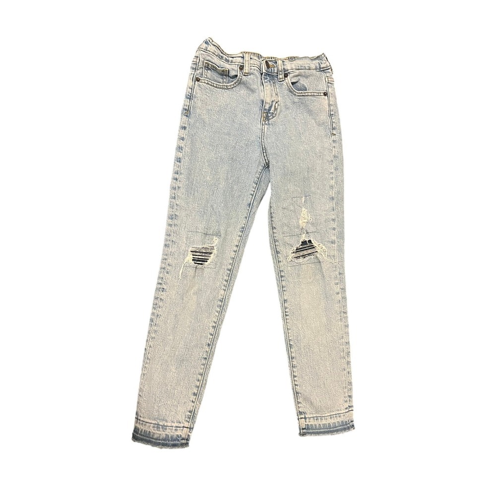 Cat & Jack Straight Jeans Kids 10 Light Wash Distressed Hem 1614